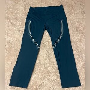 Lululemon Speed Limit Crop 23" Yoga Run Legging Side Pockets Bermuda Teal Sz 12